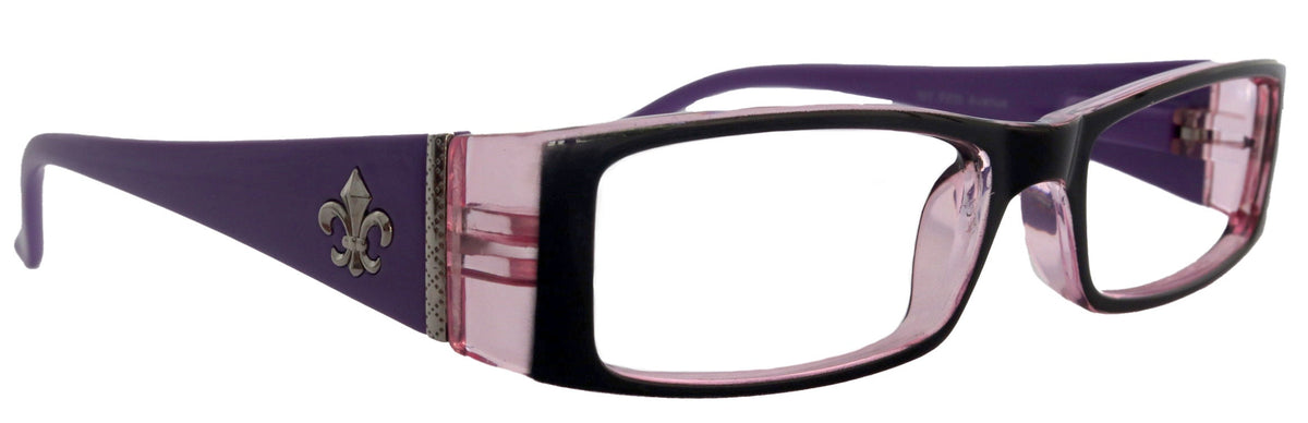 The French (Fleur De  Lis) Bayonetta-style, rectangular High-End Women Reading Glasses Spring temple  Optical Frame  NY Fifth Avenue